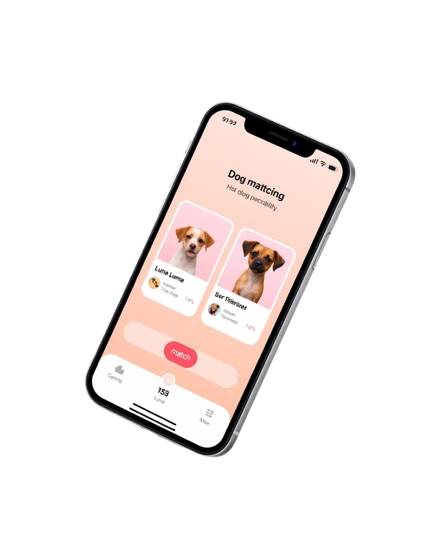 Pantalla de la app Guauder mostrando un match entre dos perros compatibles
